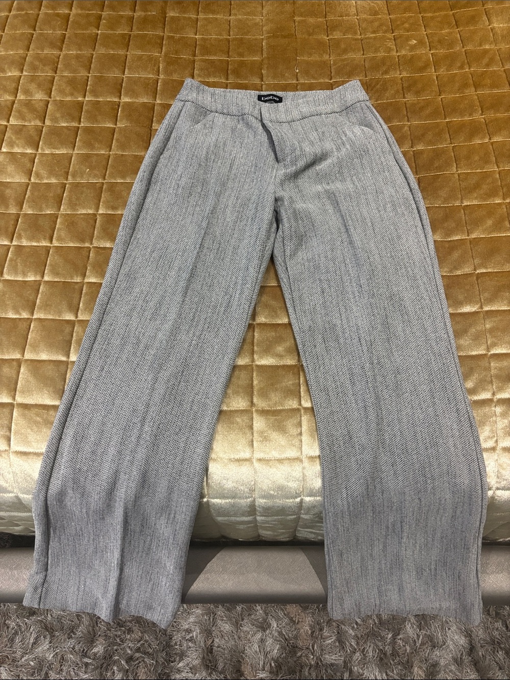 bebe Gray Knit Wide-Leg Sweatpants